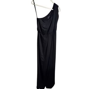 French Connection Black One Shoulder Maxi Dress Column Wrap Formal Silk Blend 6